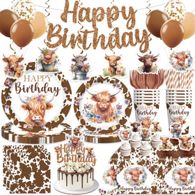 Yingoto brown cow banner for farm themed birthday celebrations and photos