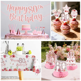 Yingoto cake topper with twelve cupcake toppers highlights the dessert display.