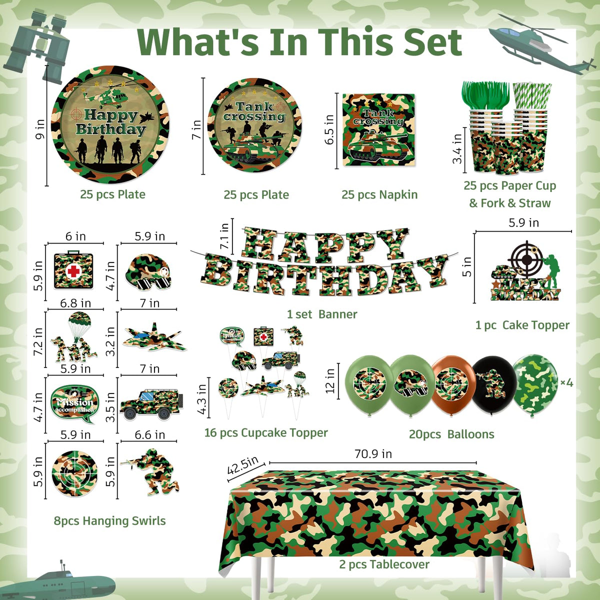Yingoto camo hanging swirl decor adding festive camouflage flair