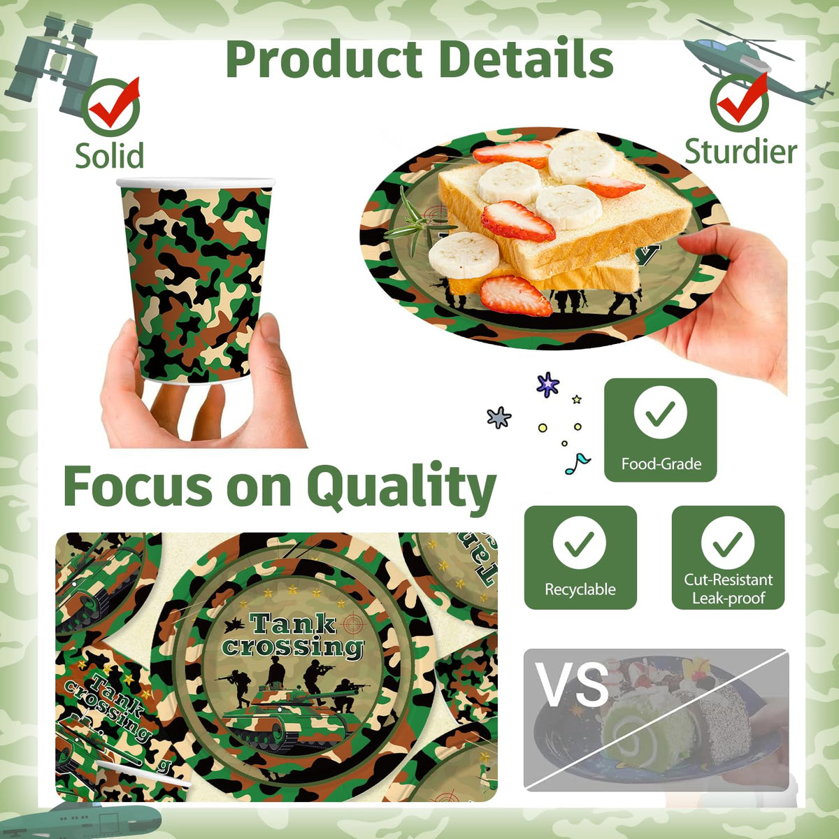 Yingoto camo plates 9-inch for main courses at the party