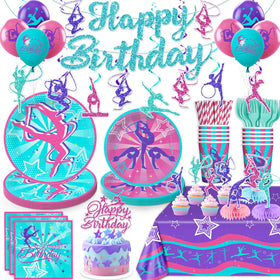 Yingoto gymnastics banner creates a vibrant party backdrop for photos