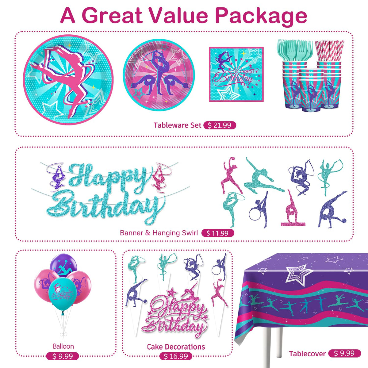 Yingoto hanging swirls add motion and color above the party area