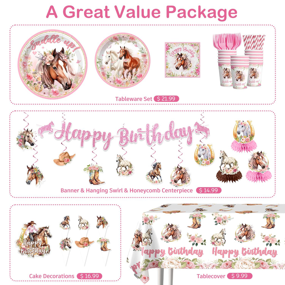 Yingoto horse backdrop creates a photo-worthy focal point for birthday memories.