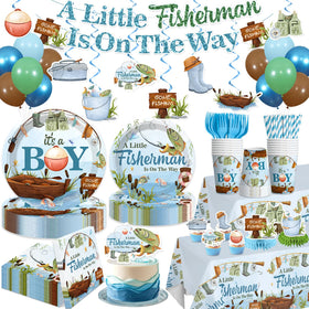 Yingoto little-fisherman-banner sets a playful boy-themed baby shower mood.