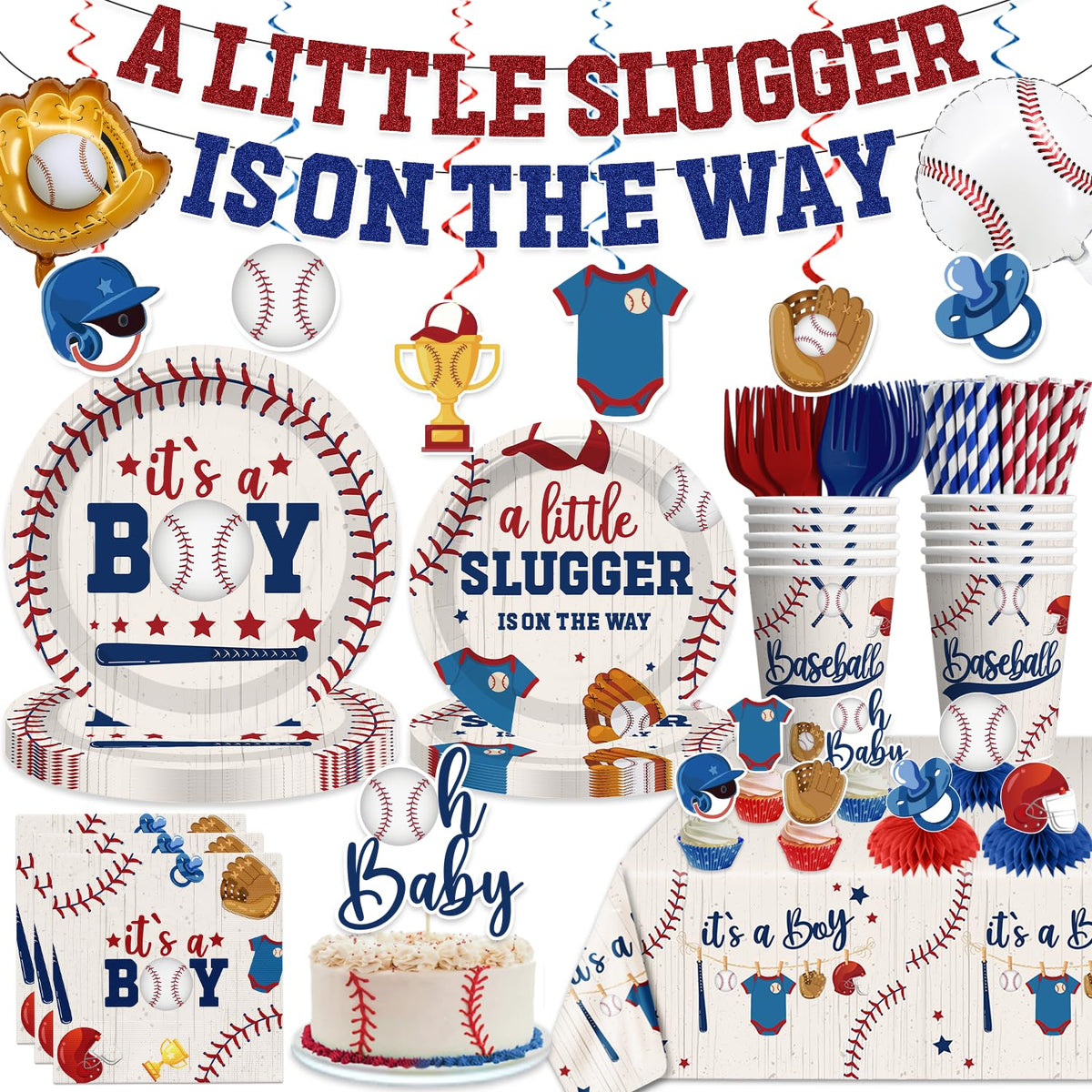 Yingoto Little Slugger banner enhances baby shower theme and photo moments