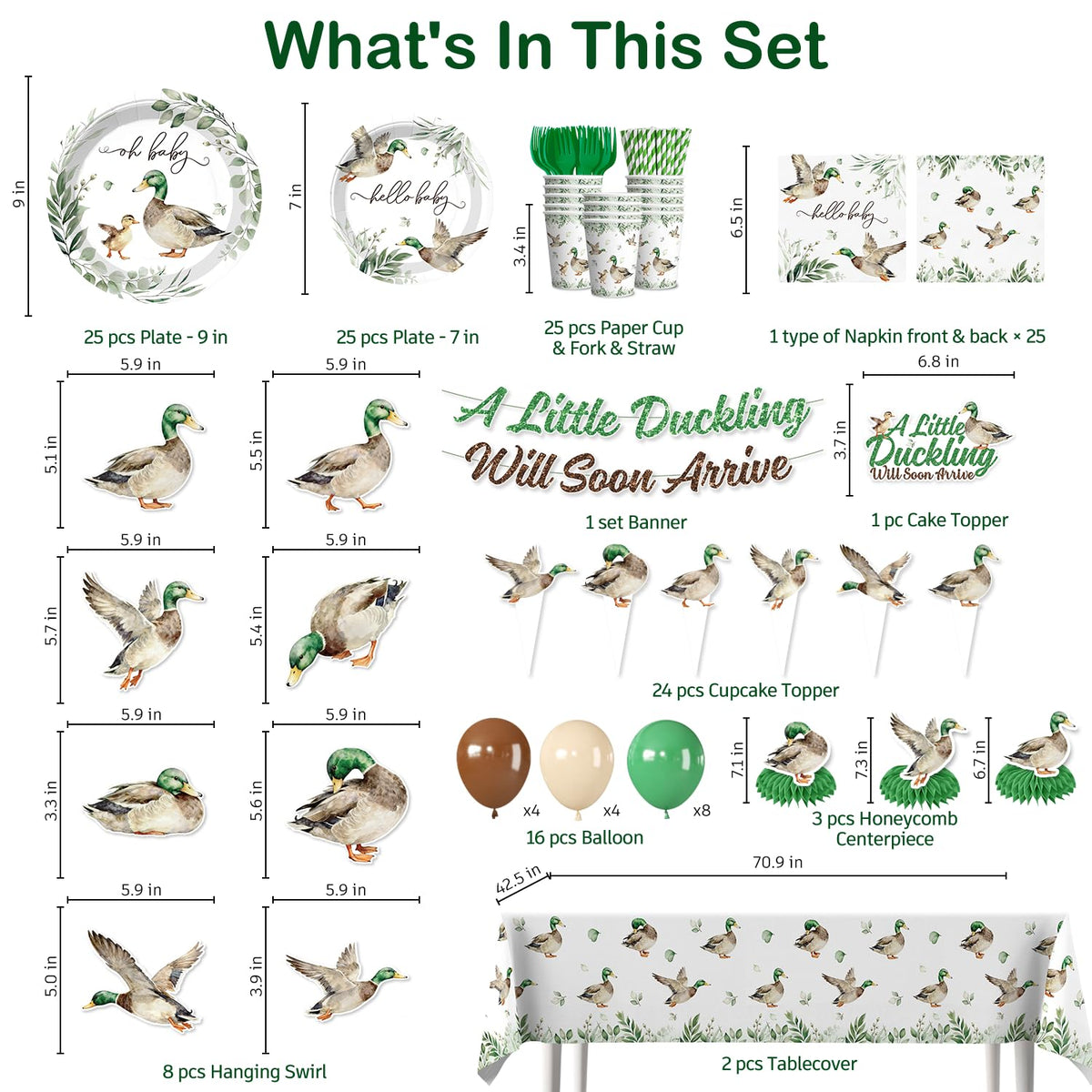 Yingoto hanging swirls add whimsy and color to mallard duck shower celebrations.