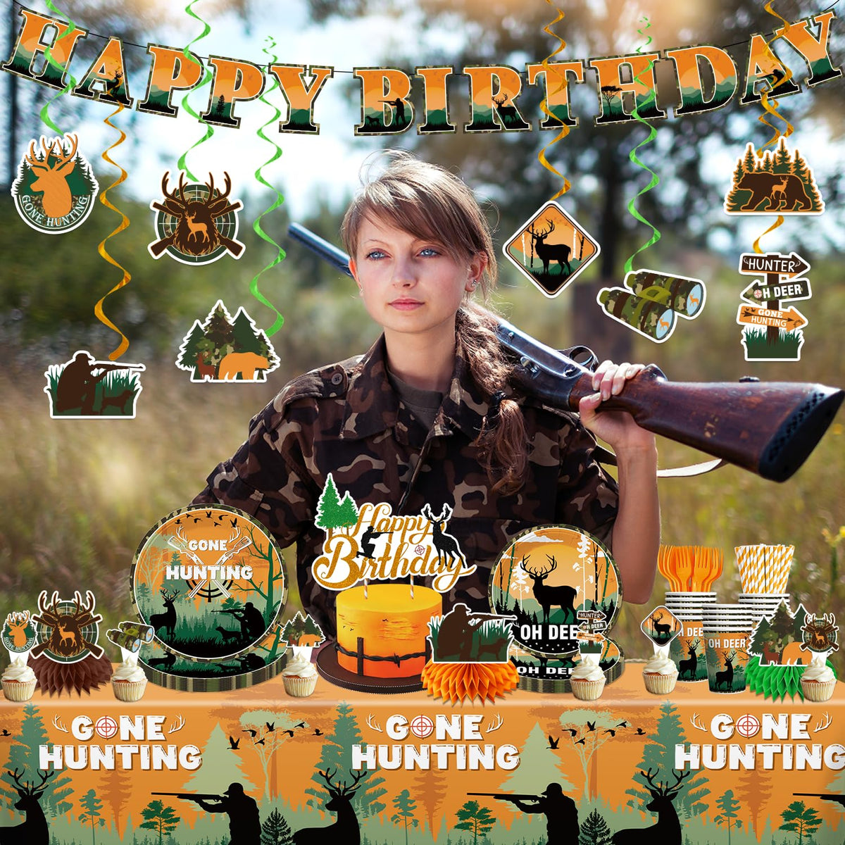Yingoto paper napkins and cups blend practicality with camo style.