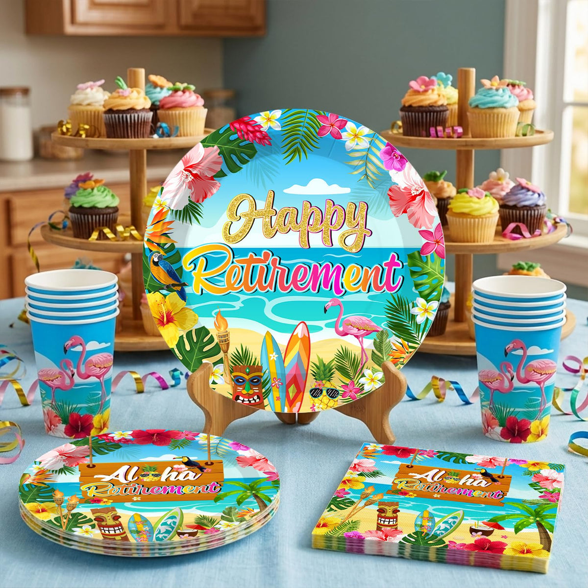 Yingoto 9-inch aloha plates, tropical table layers for hearty servings.