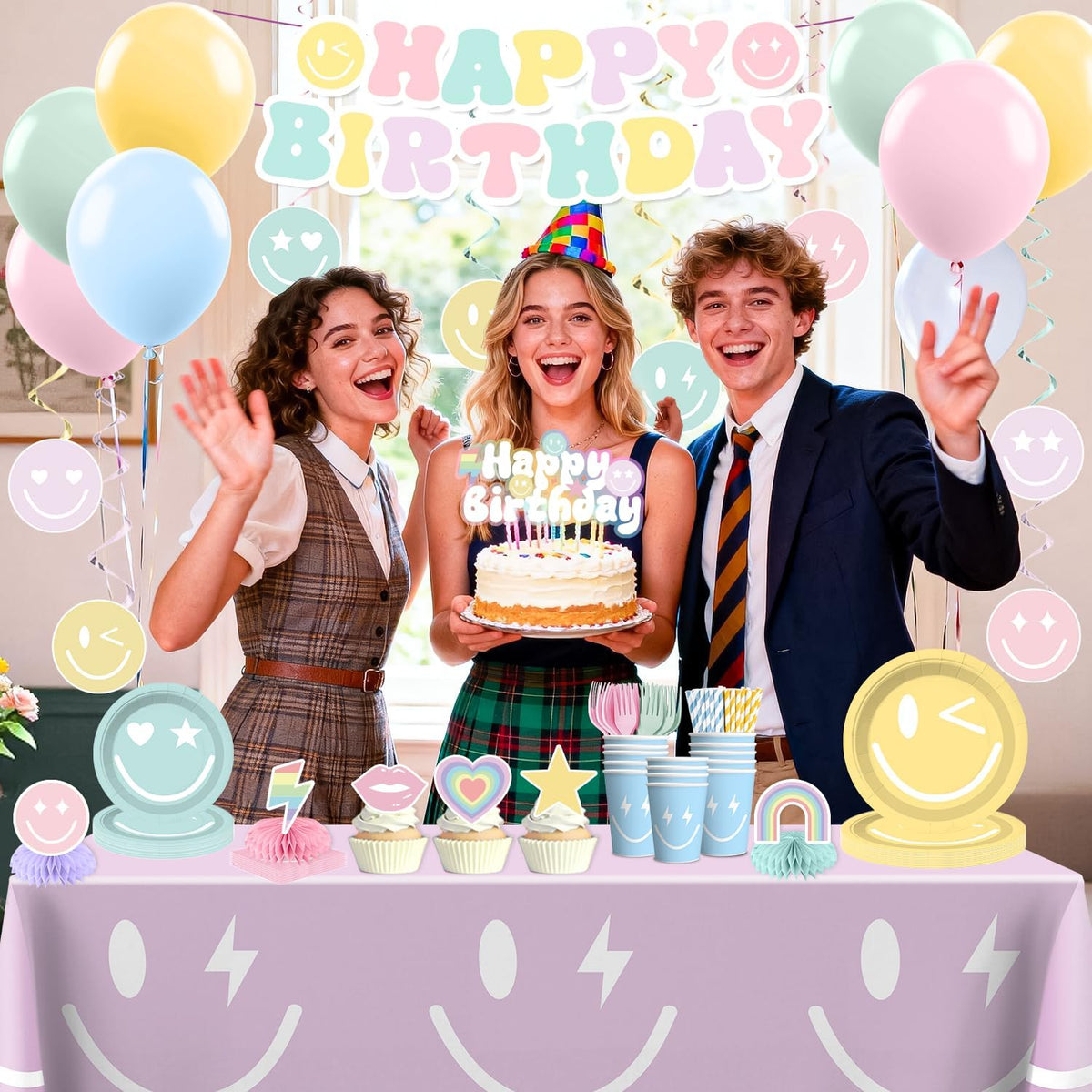 Yingoto pastel birthday banner suitable for festive photos and decor