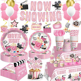 Yingoto pink movie night banner Now Showing sets the film night theme