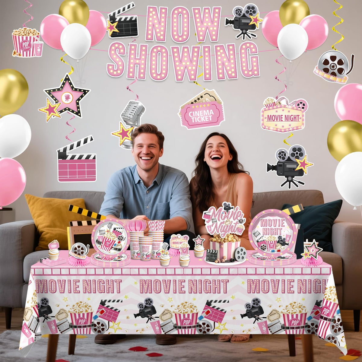 Yingoto pink cupcake toppers brighten treats for a fun movie party