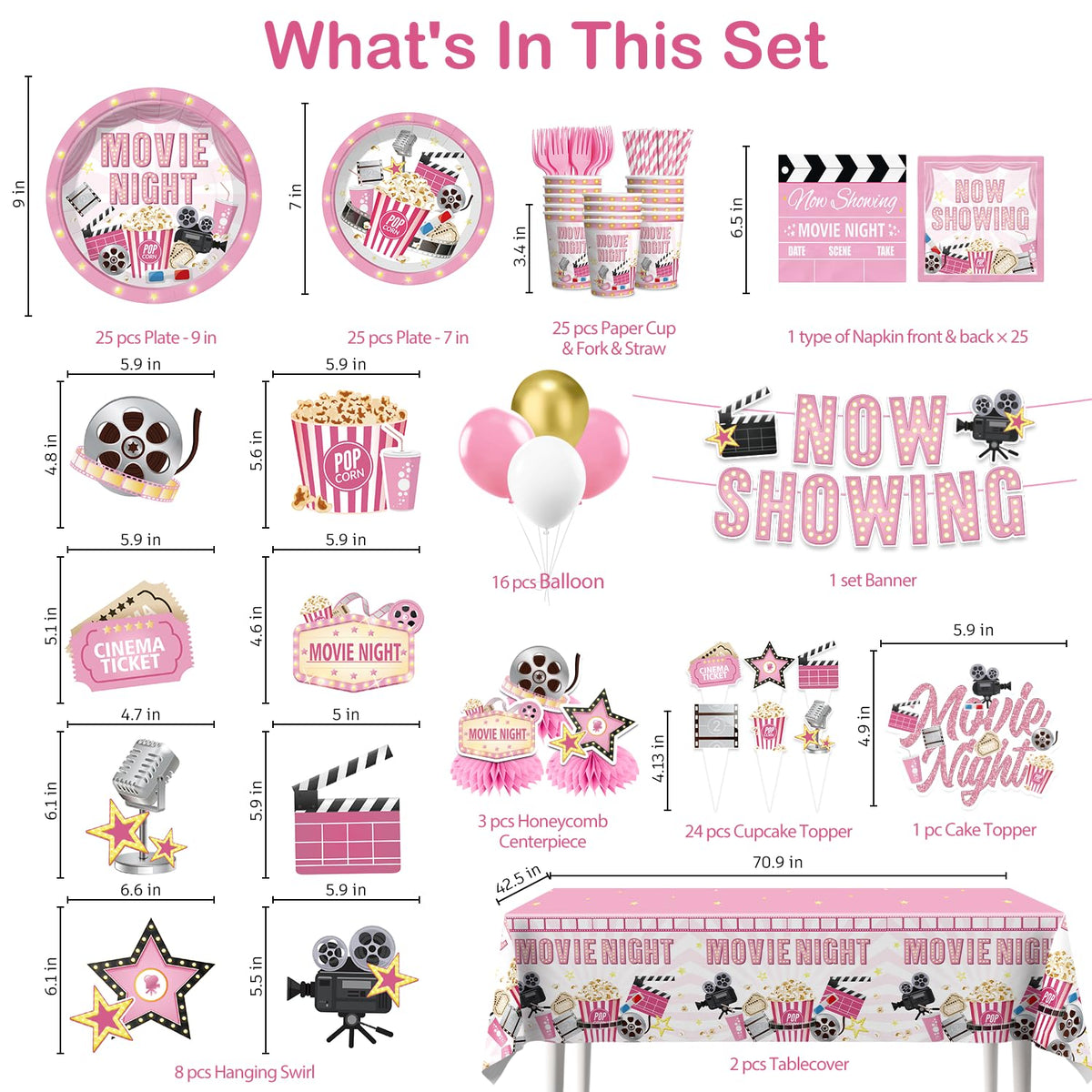 Yingoto pink movie night hanging swirls decorate walls with festive flair
