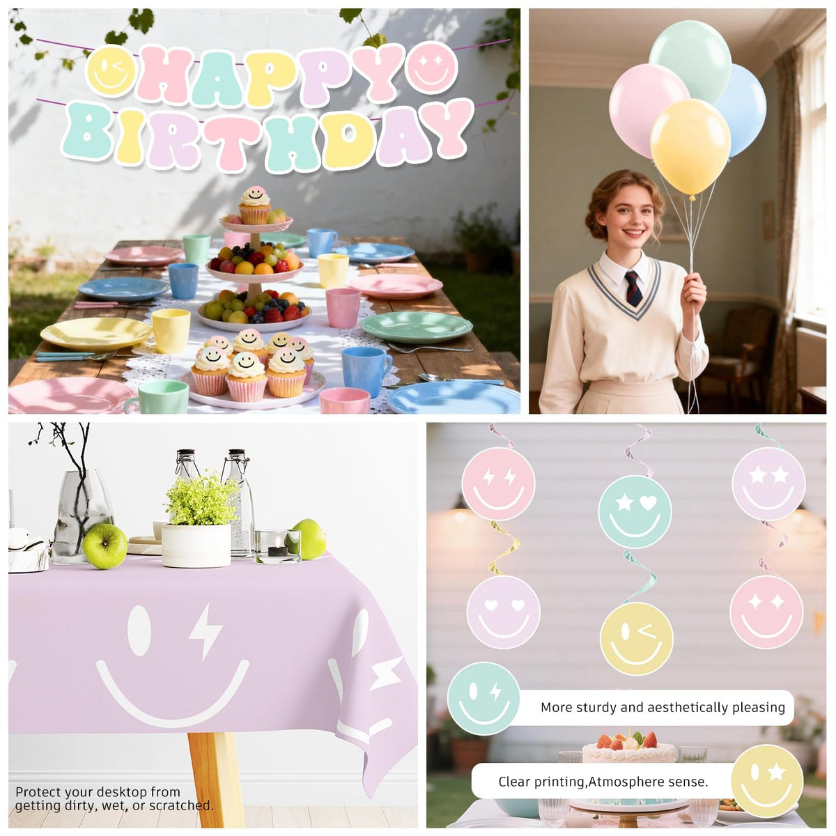 Yingoto preppy table cloth with rainbow hues brightening the surface