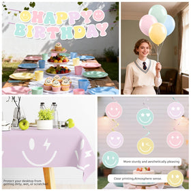 Yingoto preppy table cloth with rainbow hues brightening the surface