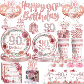 Yingoto rose gold 90th banner enhances elegant milestone celebrations