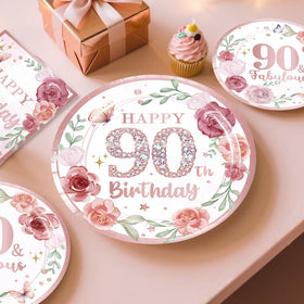 Yingoto rose gold cake topper and cupcake toppers finish the dessert display