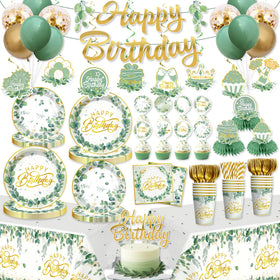 Yingoto sage green 'Happy Birthday' banner for a cohesive party theme