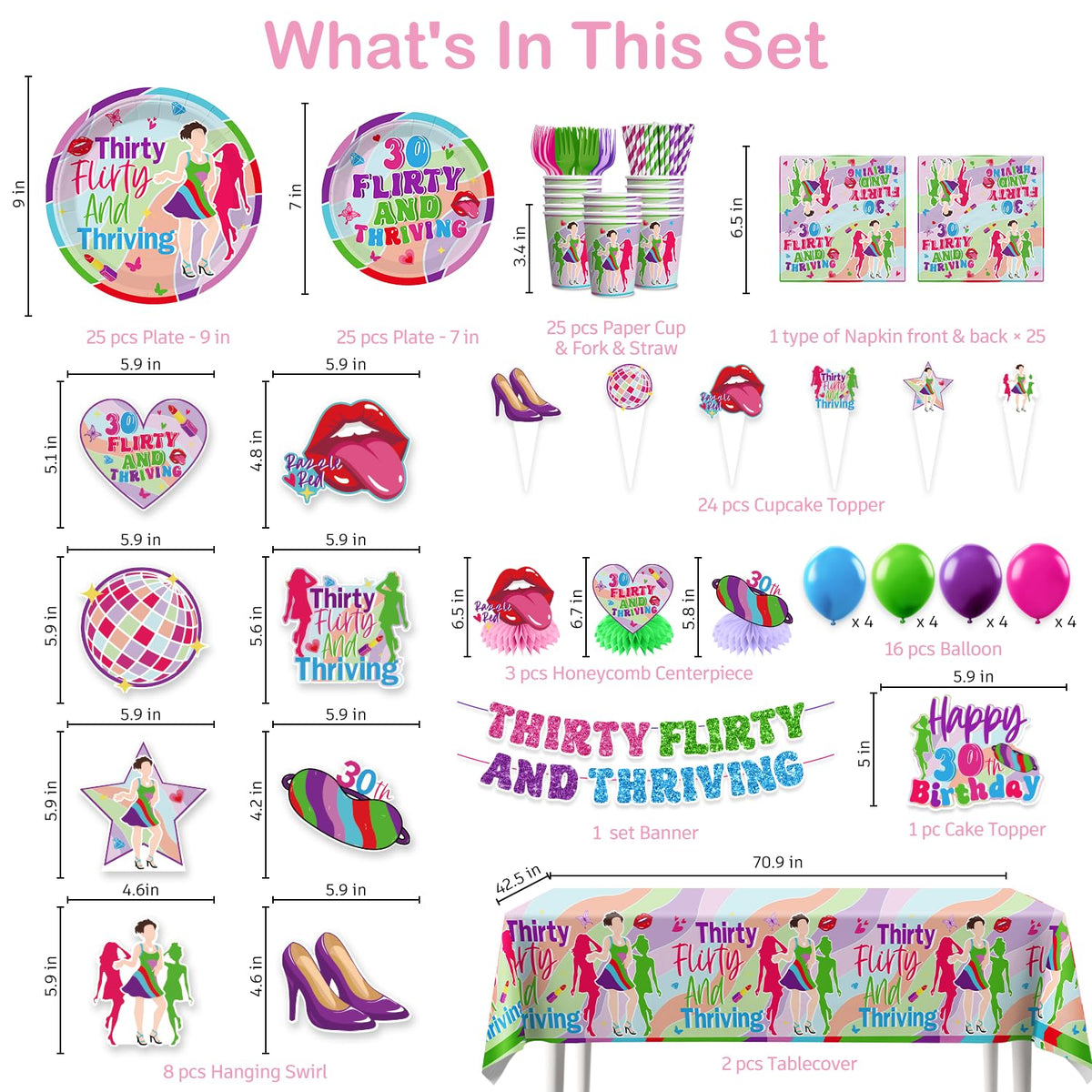 Yingoto tablecloth 70.9x42.5in creates a cohesive party base.