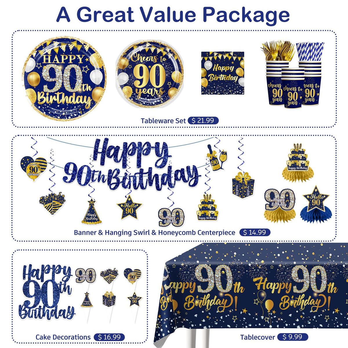 Yingoto 90th birthday tableware set for 25 guests