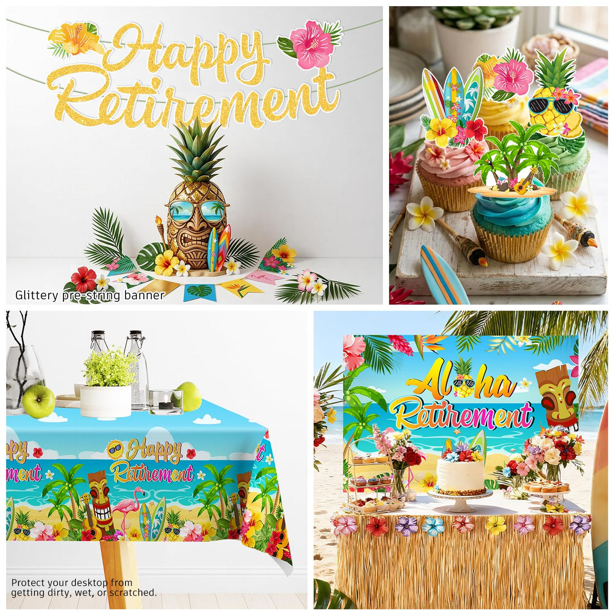 Yingoto tropical retirement cups and napkins, convenient disposable tableware for quick cleanup.