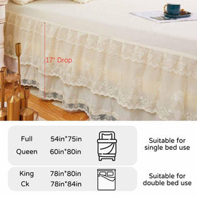 YingXue bed skirt for queen bed with wrinkle-resistant lace creates a neat frame.
