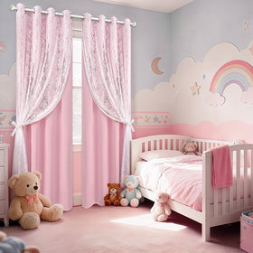 Yinhua pink curtains easy care machine washable