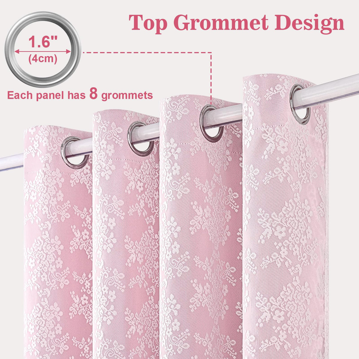 Yinhua pink curtains sheer overlay detail adds delicate decor