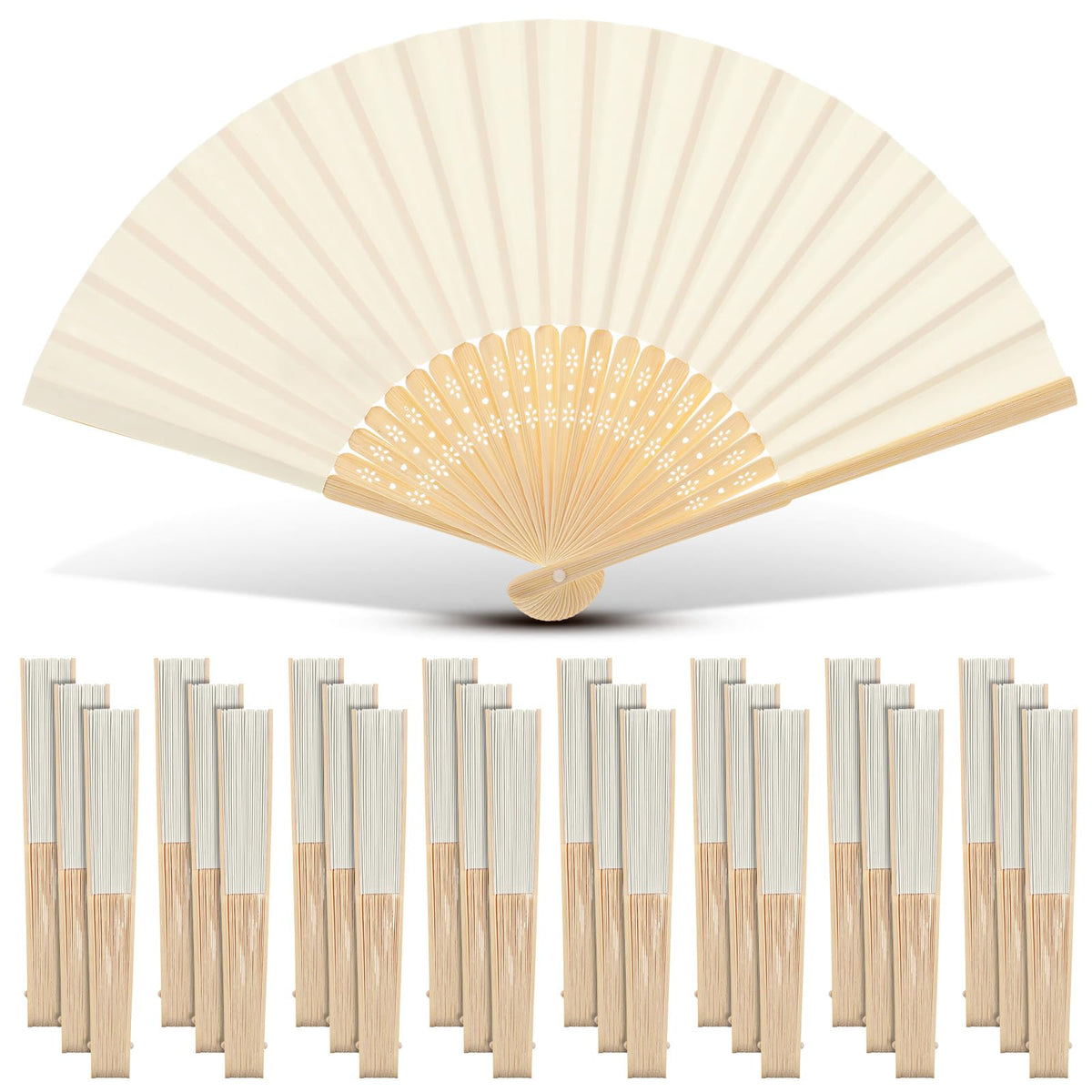 Yinkin cream folding fan set presented as elegant wedding favors