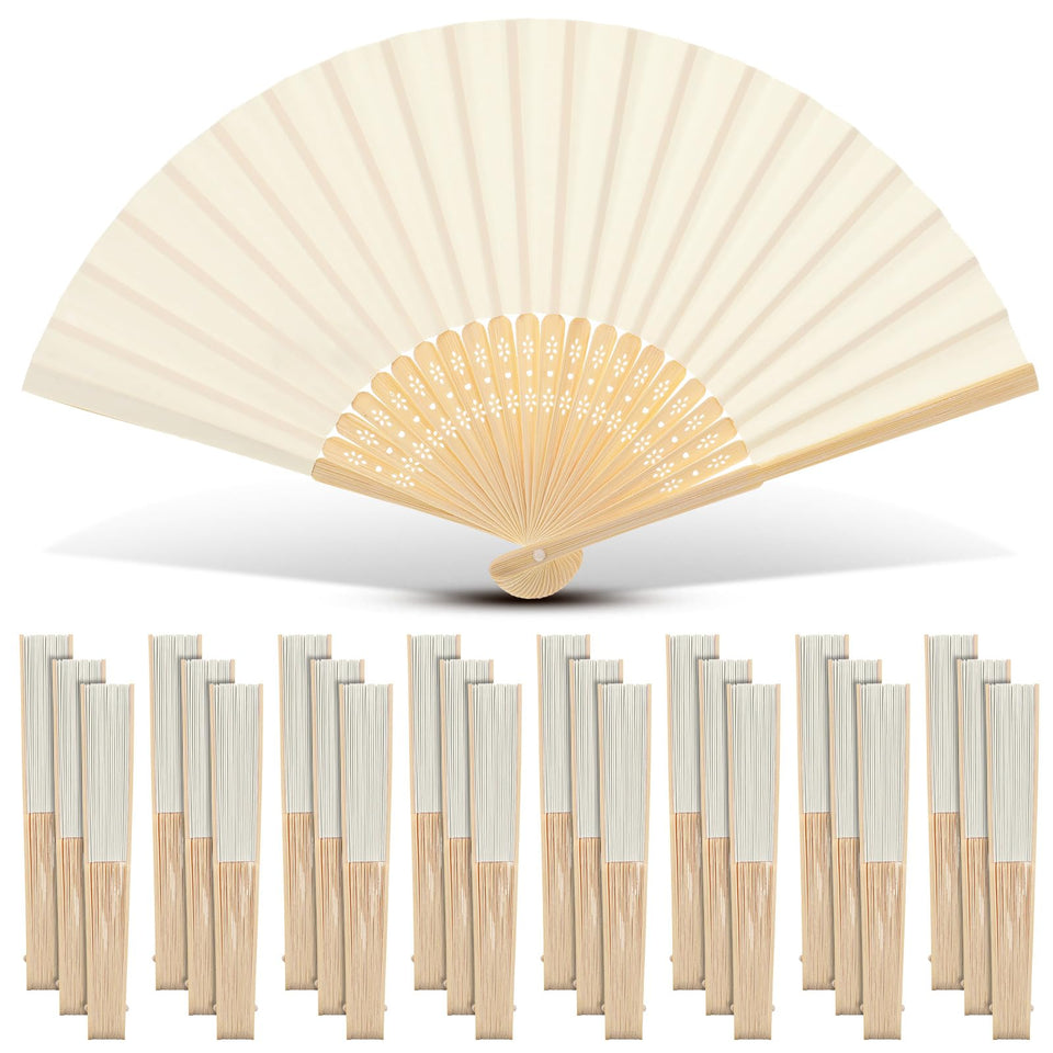 Yinkin cream folding fan set presented as elegant wedding favors