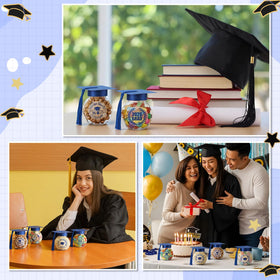 Decorative display of jars as graduation favors and keepsakes.
