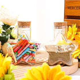 Yinkin party favor candy jars with cork lids, charming for weddings and celebrations.