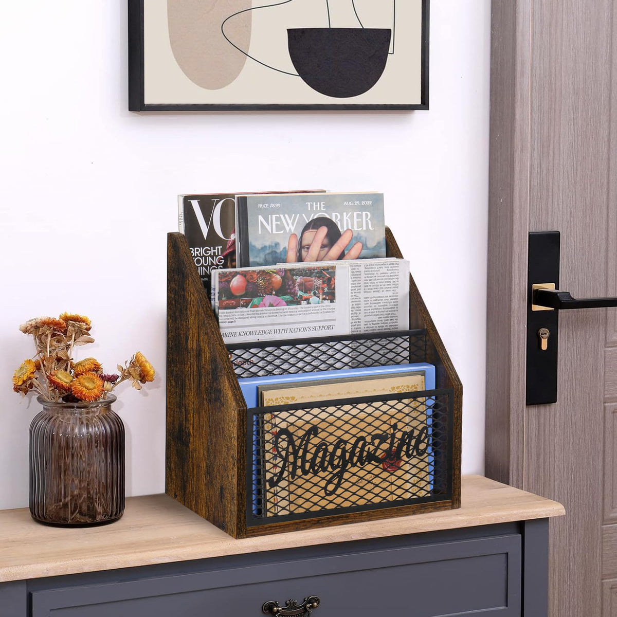YINMIT floor-standing rack fits living rooms, bedrooms, and home offices.