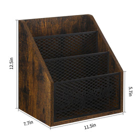 YINMIT rustic wood and metal mesh blend for durable home organization.