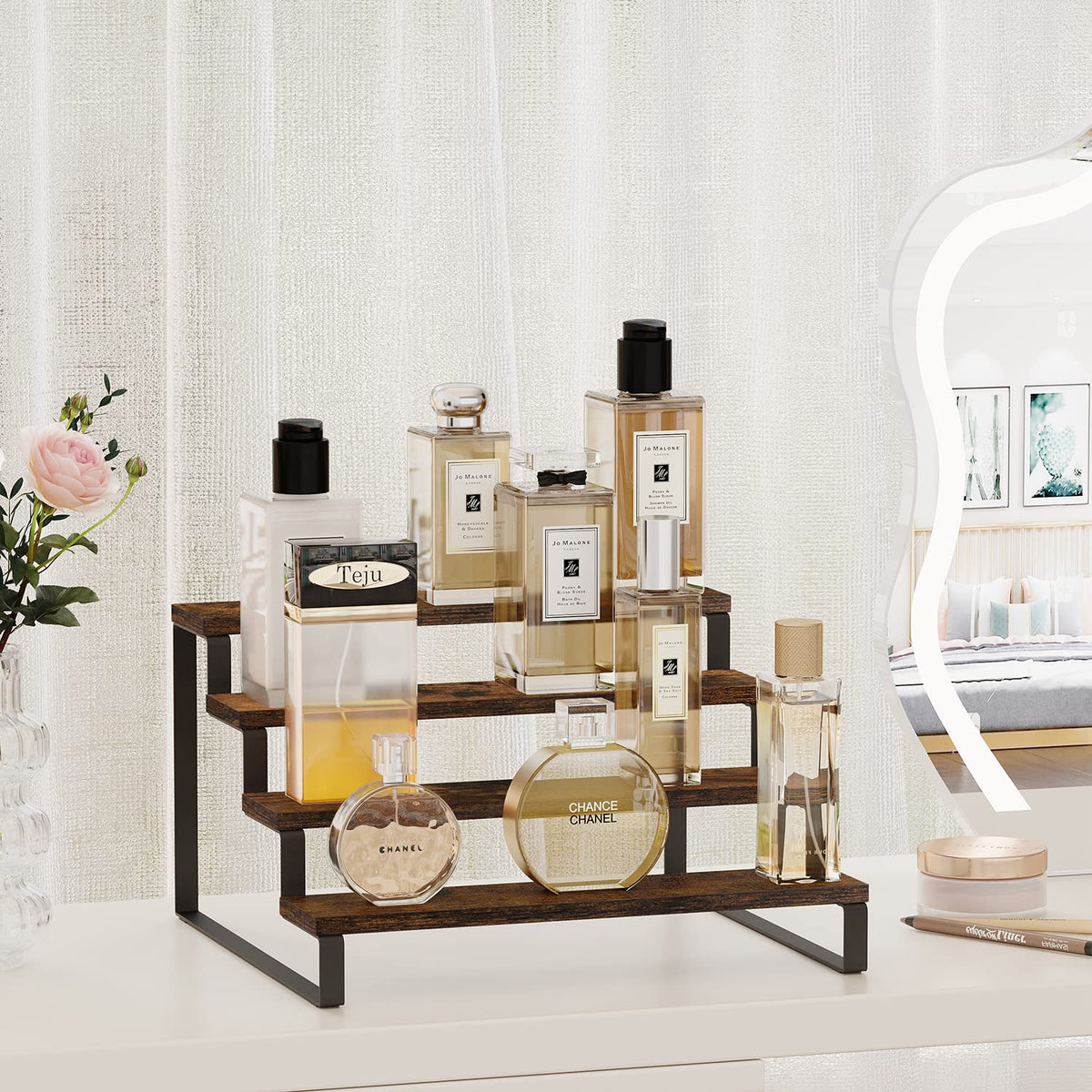 Side view of YINMIT stand highlighting sturdy iron legs for stability.
