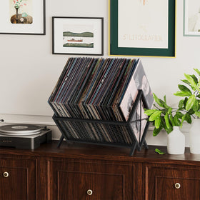 Sleek black iron mesh style of the YINMIT rack fits modern spaces.