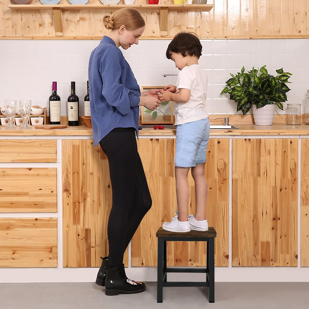 YINMIT step stool in kitchen supports safe dishwashing and cabinet access.