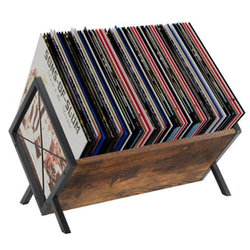 YINMIT vinyl record holder stores magazines and books alongside records
