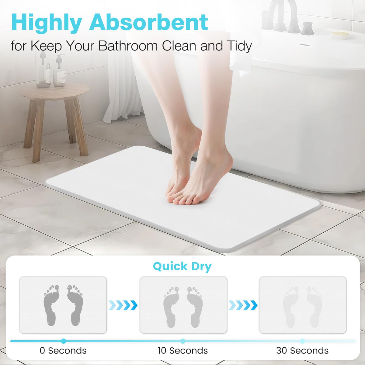 Yinoos bath mat curved corners enhancing safety around tub.
