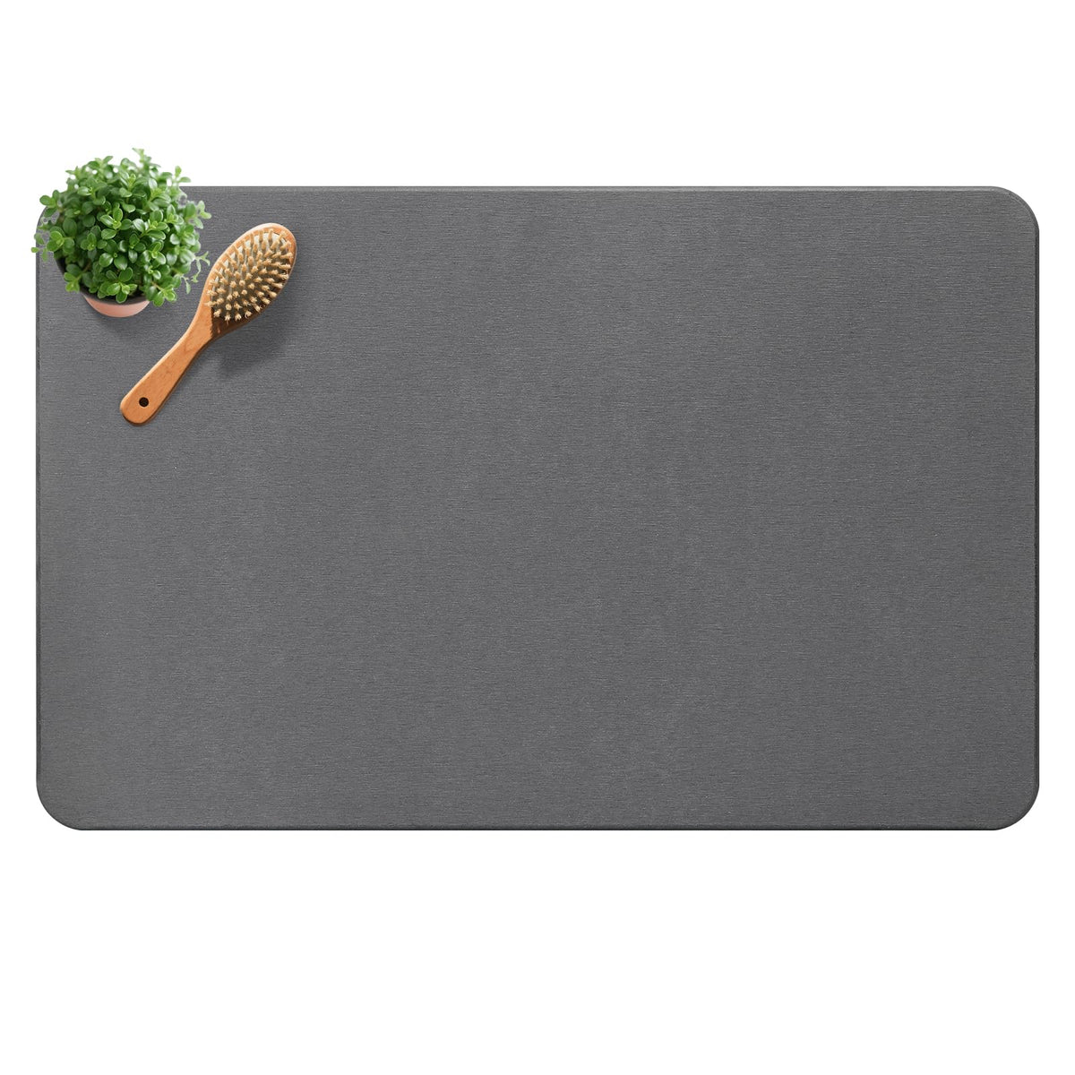 Yinoos Diatomite Stone Bath Mat in dark gray showing quick-dry performance