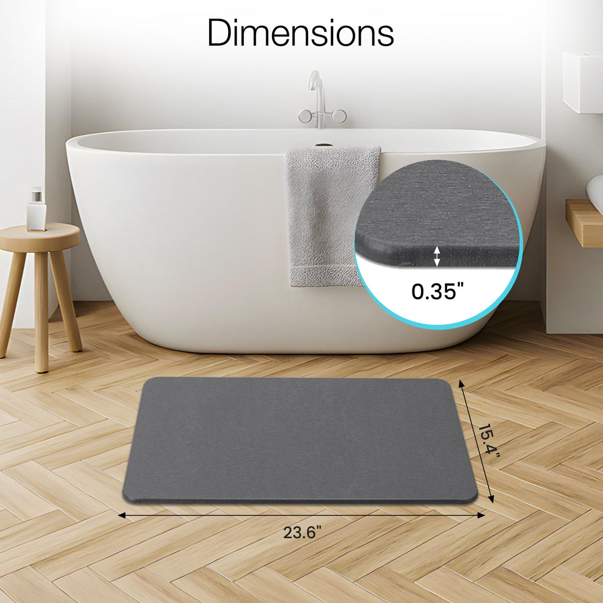 Close-up of textured anti-slip surface on Yinoos Diatomite Stone Bath Mat