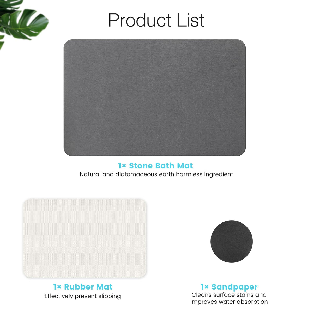 Sandpaper included with Yinoos mat for refreshing absorption