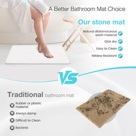 Yinoos diatomite mat emphasizes eco-sustainability in the bathroom.