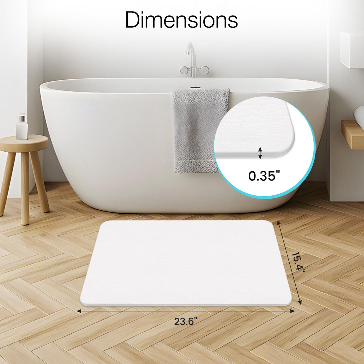 Yinoos diatomite bath mat non-slip texture for secure footing.