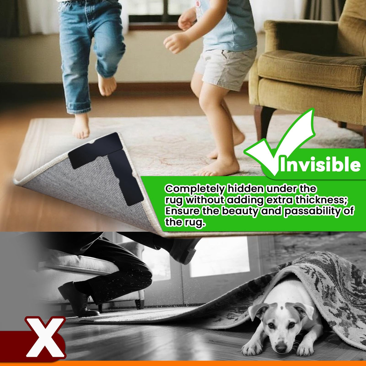 YINTTIAN rug non-slip grippers at corners and edges to prevent curling