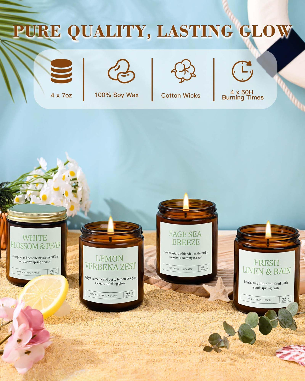 Yinuo Candle soy wax closeup emphasizes clean vegan burn.