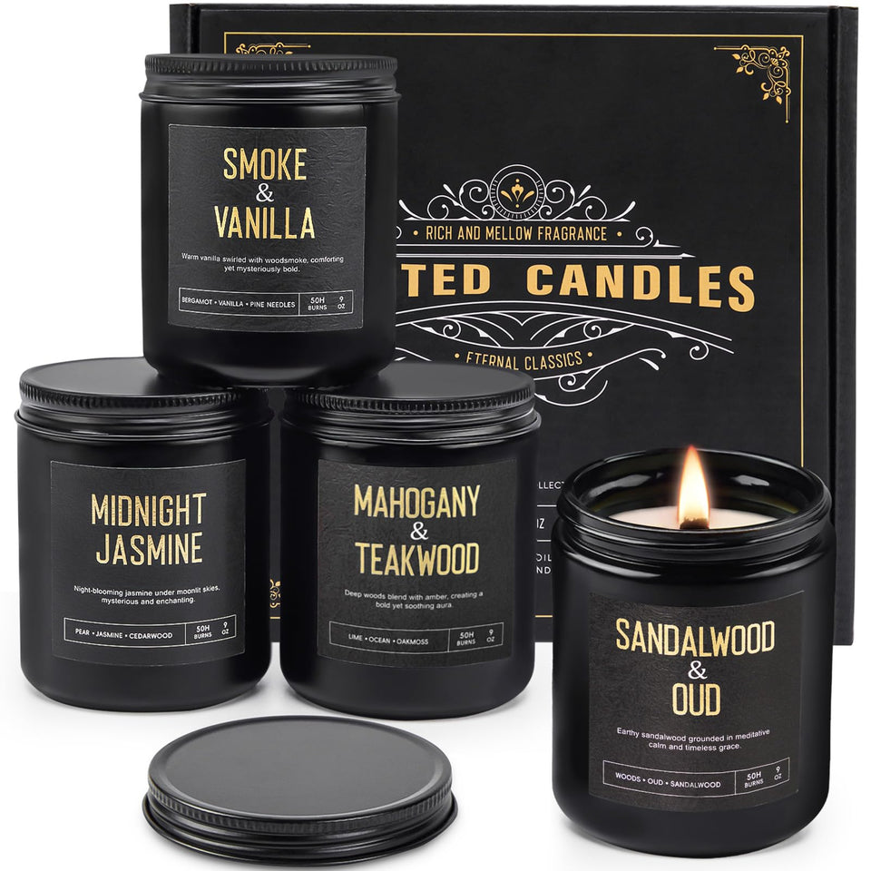 Yinuo Candle Mahogany Teakwood scent in a jar for a masculine, refined ambiance