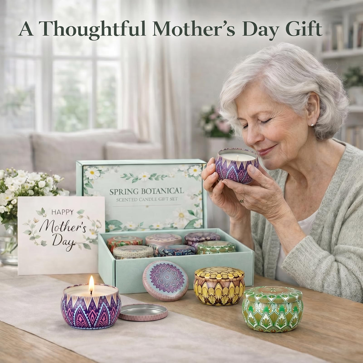 YINUO LIGHT floral-citrus-set candles brighten rooms with spring vibes.