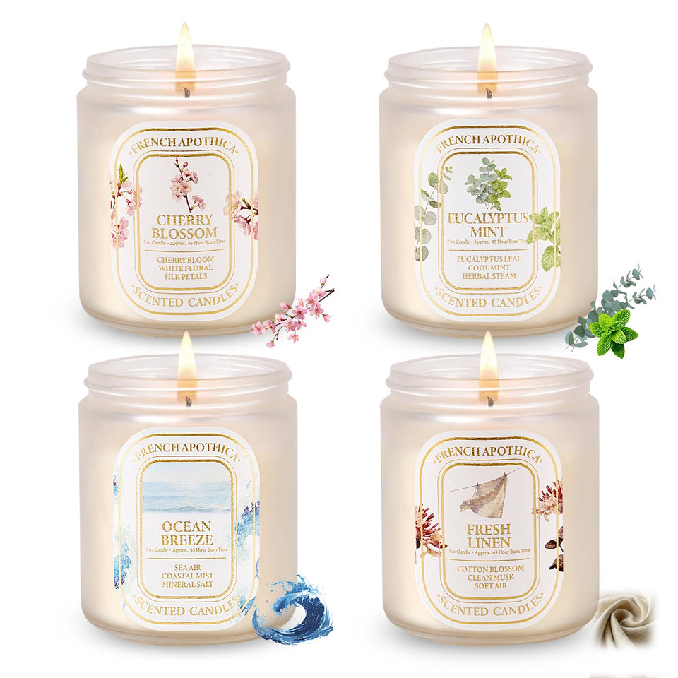 YINUO LIGHT four pack scented candle set displayed showing all four scents