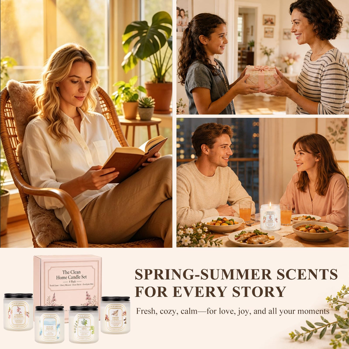 YINUO LIGHT Cherry Blossom candle close up with floral calming touch