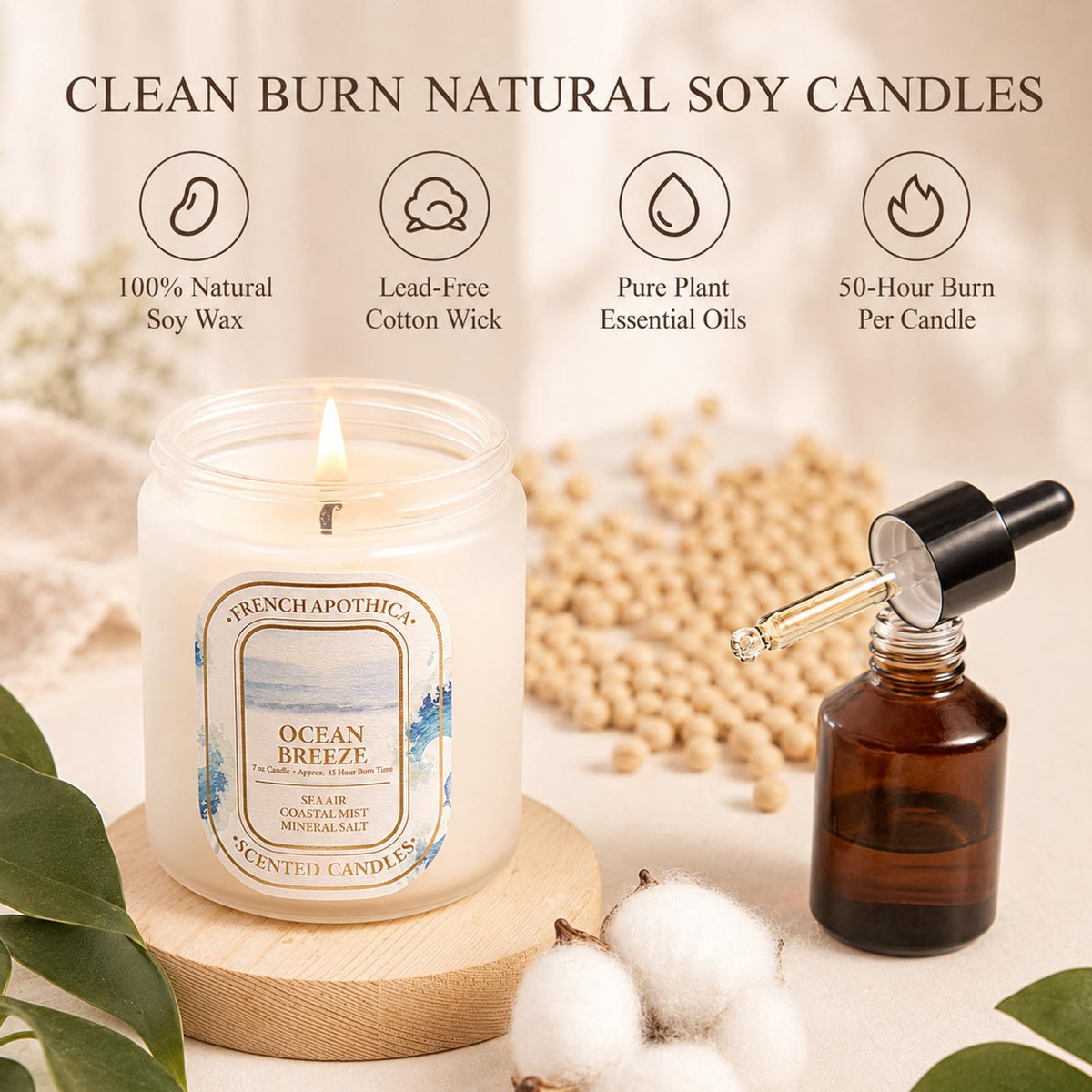 YINUO LIGHT Ocean Breeze candle close up with refreshing scent